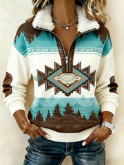 Women'S Casual Color-Blocked Pullover Sweatshirt
