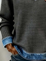 Women'S Casual Color-Blocked Pullover Sweatshirt