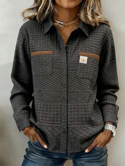 Women'S Casual Color-Blocked Patchwork Shirt