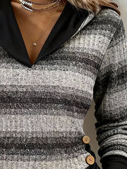 Women's Knitted Casual Leather Patchwork Shawl Sweatshirt