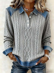 Women'S Casual Printed Patchwork Pullover Sweatshirt