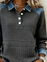 Women'S Casual Printed Patchwork Pullover Sweatshirt