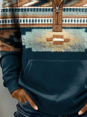 Women'S Casual Loose Color-Blocked Print Sweatshirt