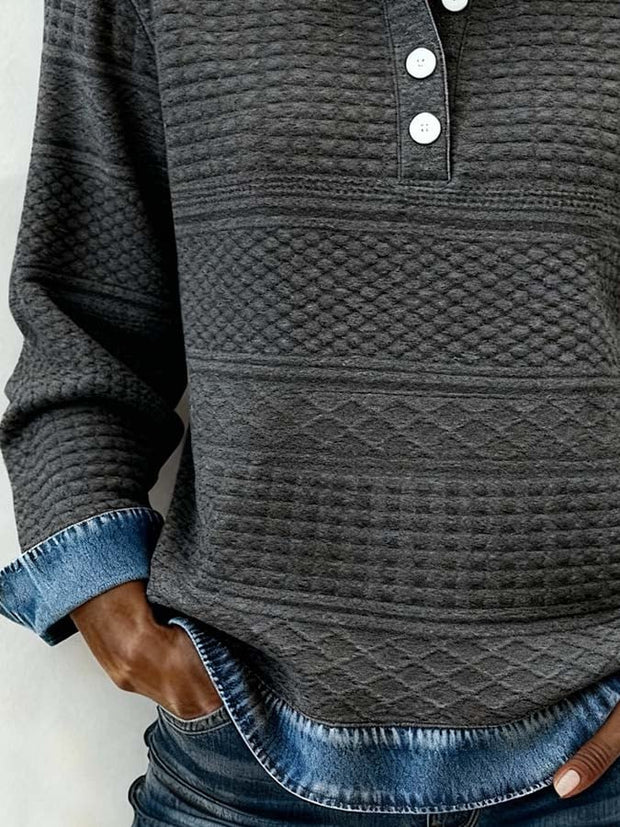 Women'S Casual Printed Patchwork Pullover Sweatshirt