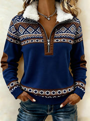 Women'S Casual Loose Color-Blocked Sweatshirt