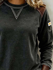 Women'S Casual Color-Blocked Pullover Sweatshirt