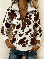 Women'S Casual Color-Blocked Pullover Sweatshirt