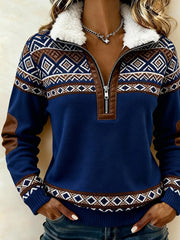 Women'S Casual Loose Color-Blocked Sweatshirt