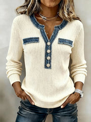 Women'S Casual Color-Blocked Top