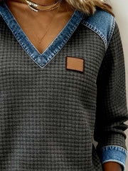 Women'S Casual Color-Blocked Pullover Sweatshirt