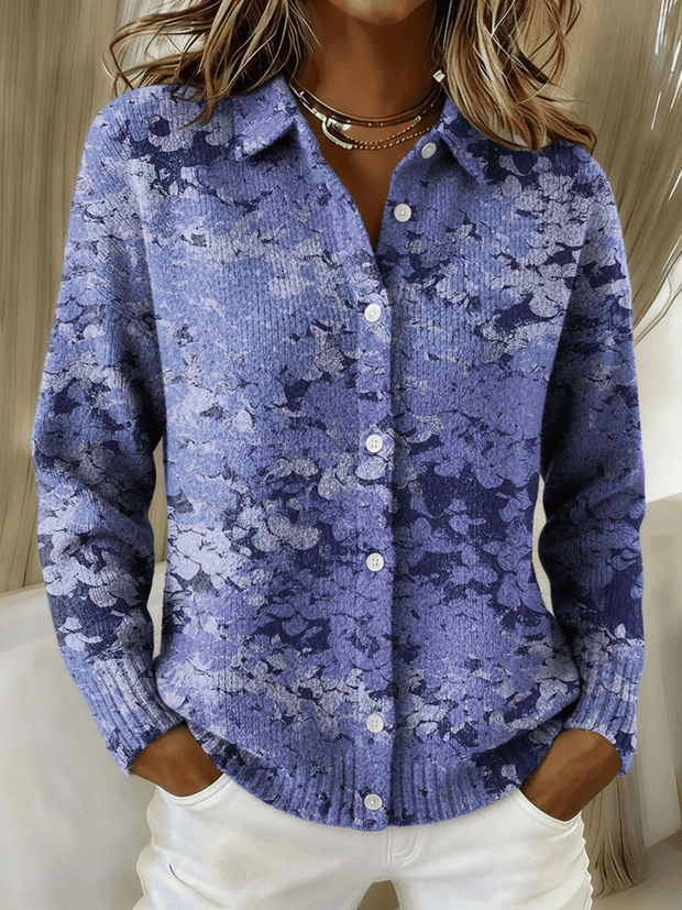 Women's Autumn/Winter Contrast Print Cardigan