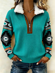 Women'S Casual Loose Color-Blocked Sweatshirt