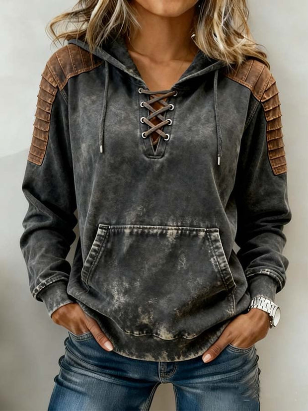 Women'S Casual Color-Blocked Pullover Sweatshirt