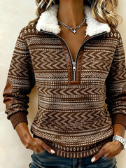 Women'S Casual Loose Color-Blocked Sweatshirt