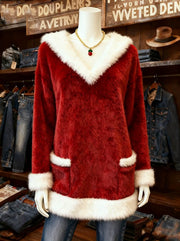 Women's Casual Christmas Stitching Contrast Color Top