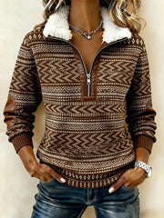 Women'S Casual Loose Color-Blocked Sweatshirt