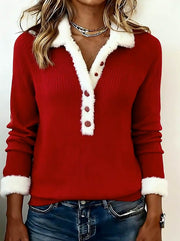 Women's Casual Christmas Stitching Contrast Color Top