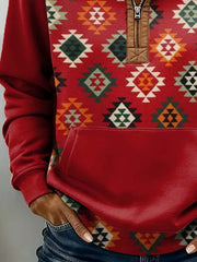 Women'S Casual Loose Color-Blocked Print Sweatshirt