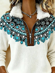 Women'S Casual Color-Blocked Pullover Sweatshirt