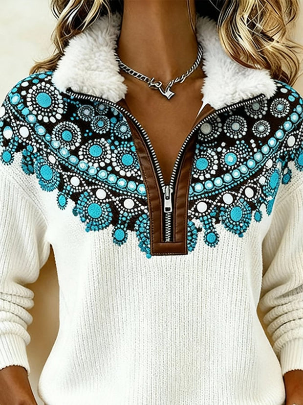 Women'S Casual Color-Blocked Pullover Sweatshirt