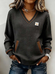 Women'S Casual Color-Blocked Pullover Sweatshirt