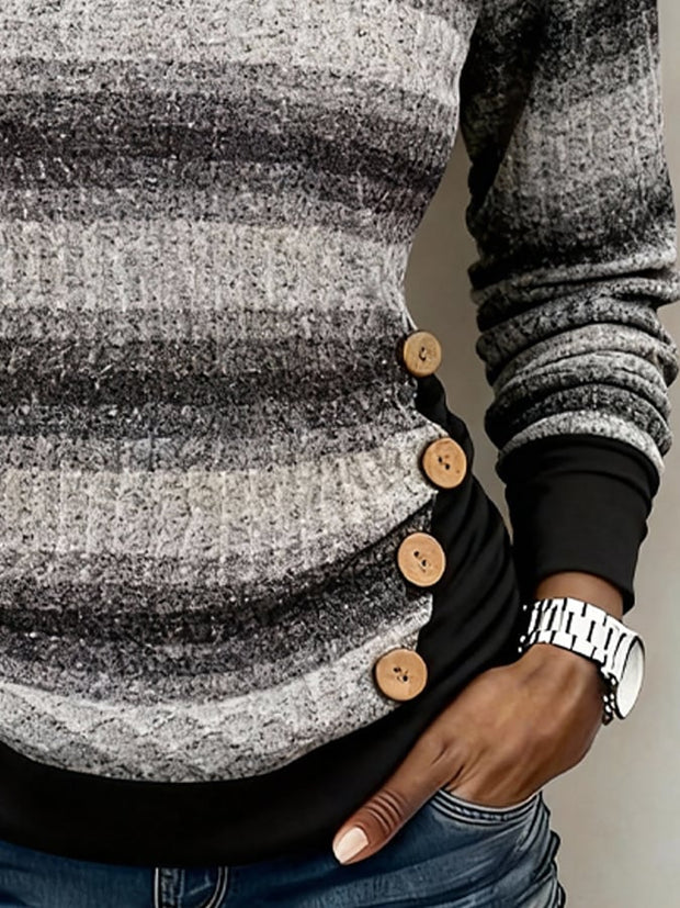 Women's Knitted Casual Leather Patchwork Shawl Sweatshirt