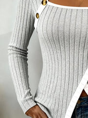 Women's Knitted Casual Leather Patchwork Shawl Sweatshirt
