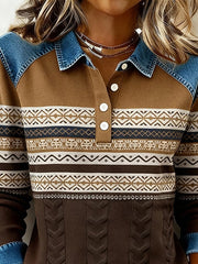 Women'S Casual Printed Patchwork Pullover Sweatshirt