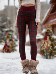 Women'S Christmas Contrast Plaid Tight High-Elastic Leggings