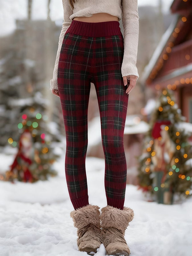 Women'S Christmas Contrast Plaid Tight High-Elastic Leggings