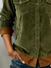 Women'S Casual Color-Blocked Patchwork Shirt