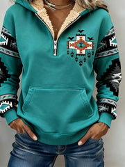 Women'S Casual Loose Color-Blocked Sweatshirt