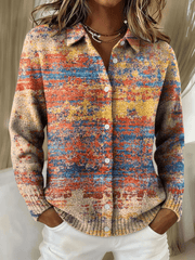 Women's Autumn/Winter Contrast Print Cardigan