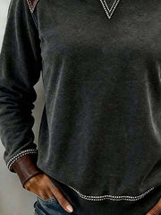 Women'S Casual Color-Blocked Pullover Sweatshirt