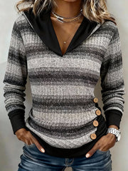 Women's Knitted Casual Leather Patchwork Shawl Sweatshirt