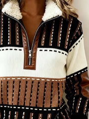 Women'S Casual Loose Color-Blocked Print Sweatshirt