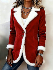 Women'S Casual Loose Contrast Color Patchwork Jacket