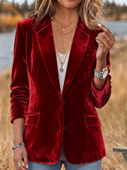 Women's Casual Solid Color Velvet Blazer