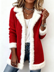 Women's Casual Christmas Patchwork Contrast Color Jacket