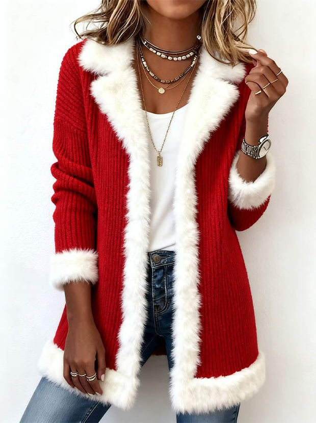 Women's Casual Christmas Patchwork Contrast Color Jacket
