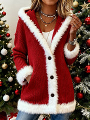 Women'S Christmas Contrasting Plush Patchwork Jacket