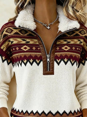 Women'S Casual Color-Blocked Pullover Sweatshirt