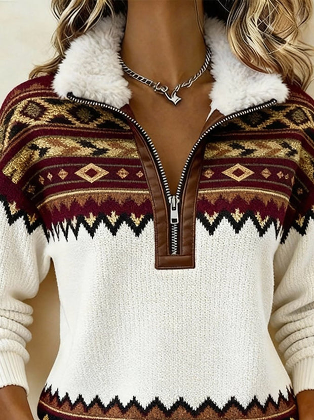 Women'S Casual Color-Blocked Pullover Sweatshirt