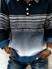 Women'S Casual Printed Patchwork Pullover Sweatshirt