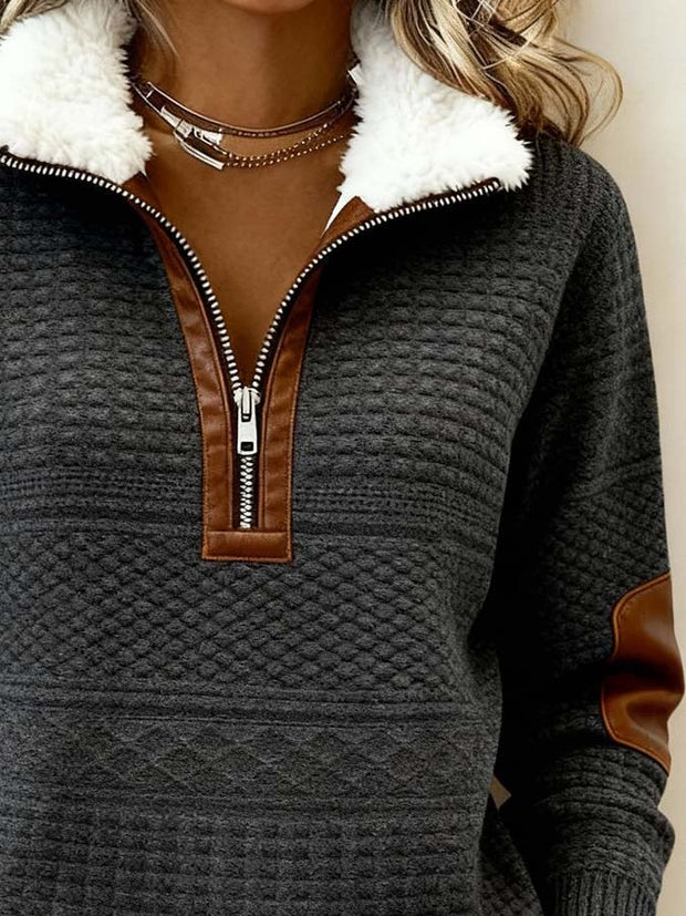 Women'S Casual Loose Color-Blocked Print Sweatshirt