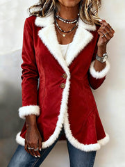 Women'S Casual Loose Contrast Color Patchwork Jacket