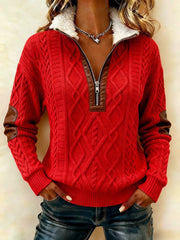 Women'S Casual Loose Color-Blocked Sweatshirt