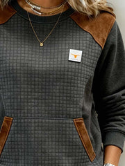 Women'S Casual Color-Blocked Pullover Sweatshirt