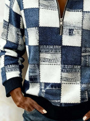 Women'S Casual Loose Color-Blocked Print Sweatshirt