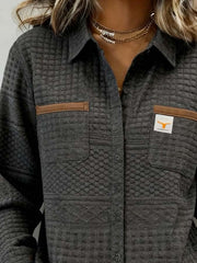 Women'S Casual Color-Blocked Patchwork Shirt